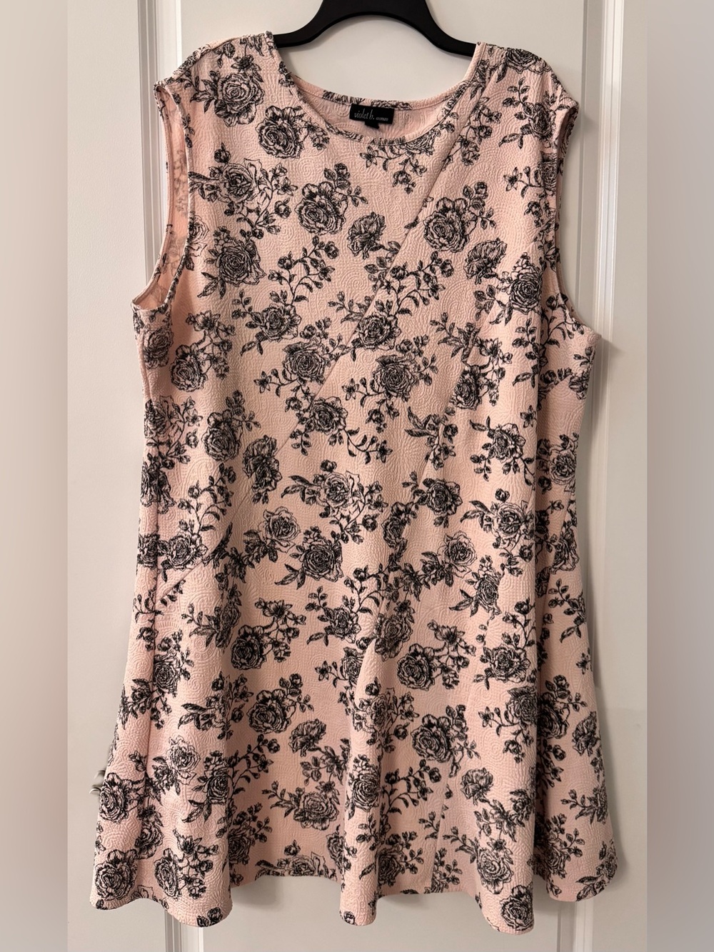 #x505 - violet b. Pink & Black Floral Toile Paisley Textured Fit & Flare Dress
